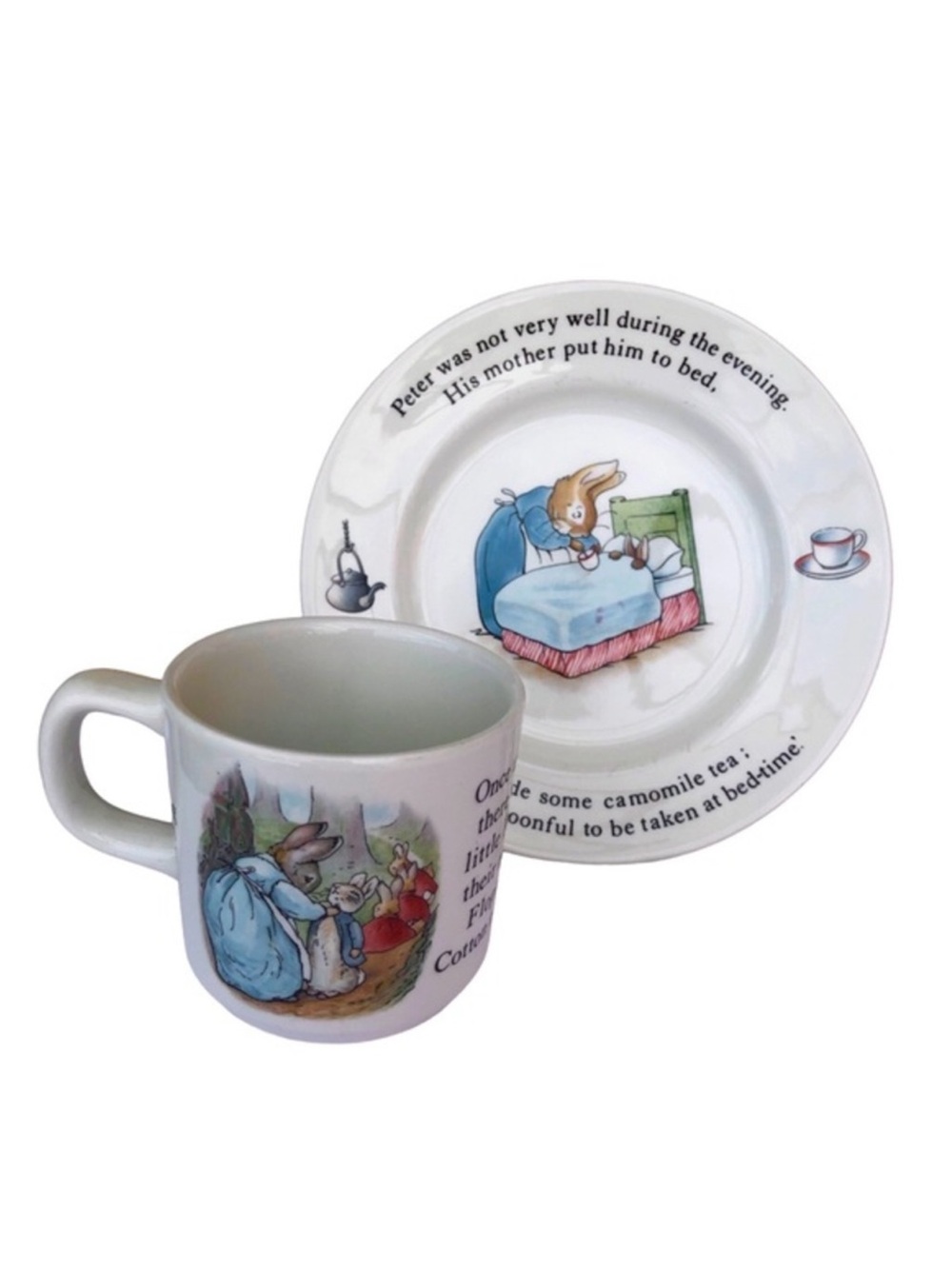 WEDGWOOD England Vintage Beatrix Potter‎ Peter Rabbit Story Cup & Saucer Set